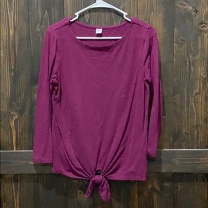 Tie front long sleeve top